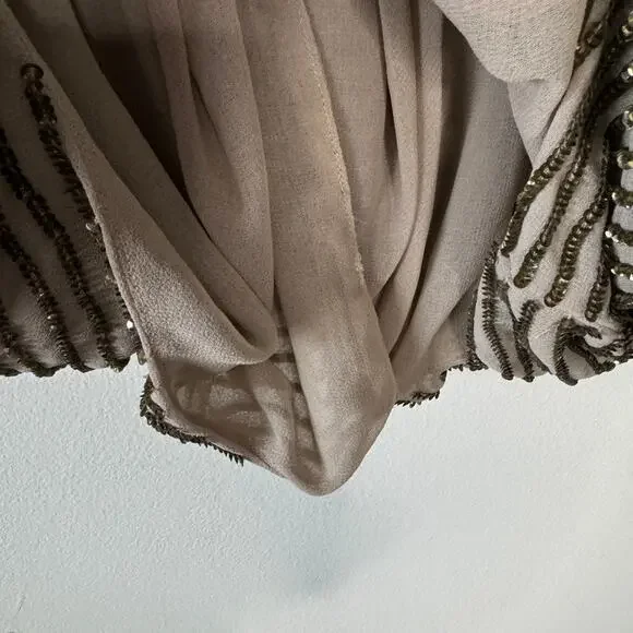 French Connection Samara Dress Women‎ 6 Tan Sequin Bubble Hem Cocktail Elegant - Picture 11 of 11